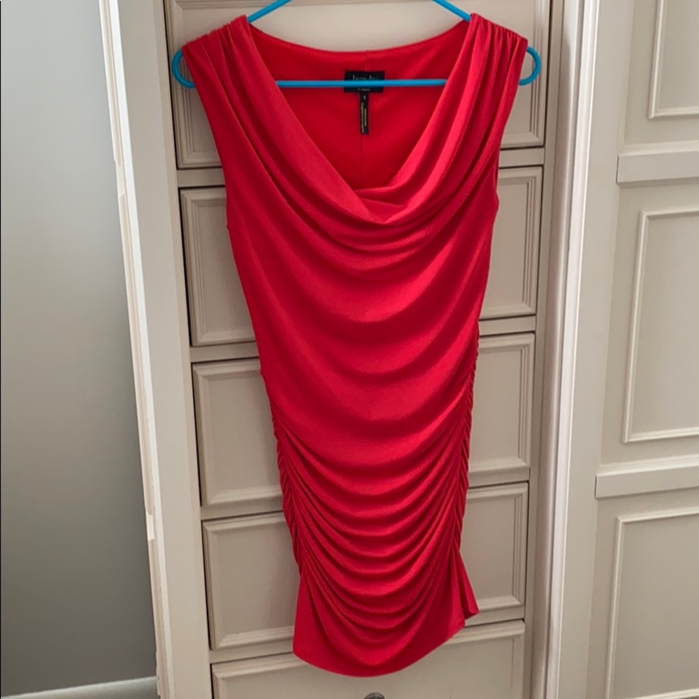 laundry by shelli segal size 0 red ruched dress